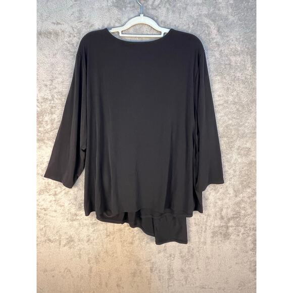 Cato Blouse Size 22/24W Black Liquid Knit Layered 3/4 Sleeve Whimsigoth - Picture 5 of 7